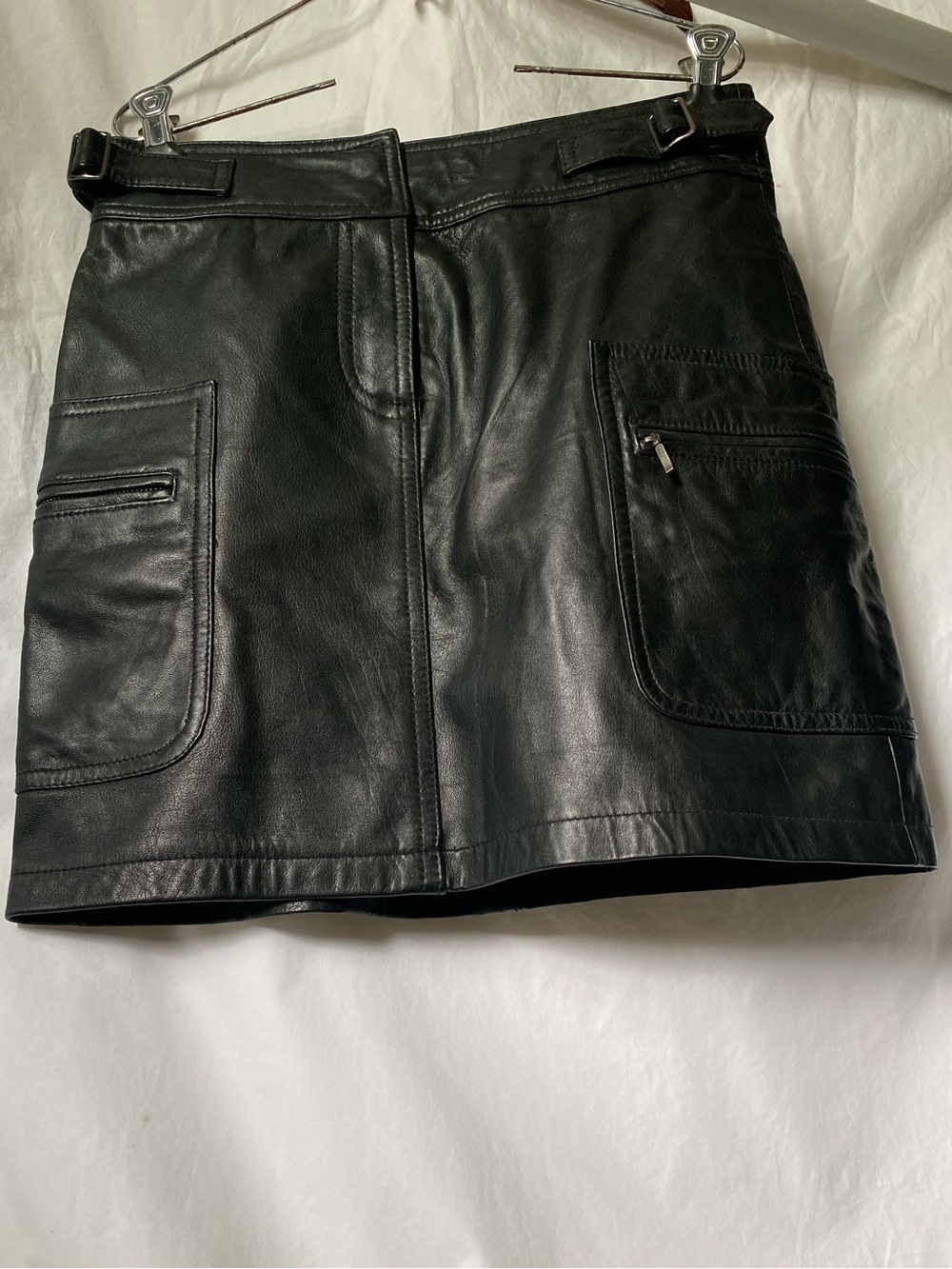 INC International Concepts Black Leather Mini Skirt